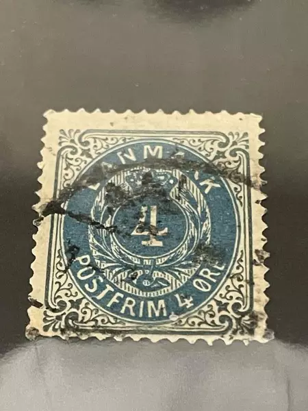 1895 Denmark Used Hinged Postage Stamp Blue White Fleur-de-Lis Collectible