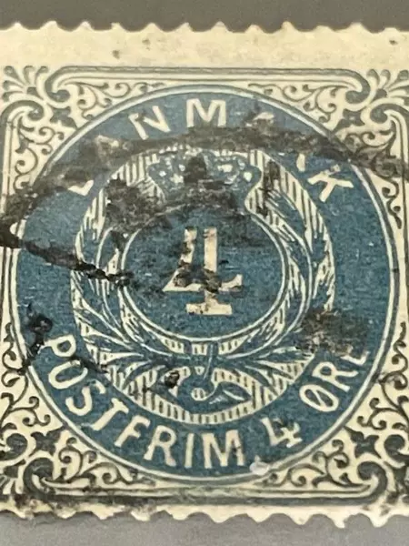 1895 Denmark Used Hinged Postage Stamp Blue White Fleur-de-Lis Collectible