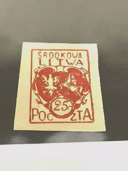 1921 Lithuania Mint Hinged Imperforate Postage Stamp Red & White