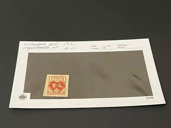 1921 Lithuania Mint Hinged Imperforate Postage Stamp Red & White