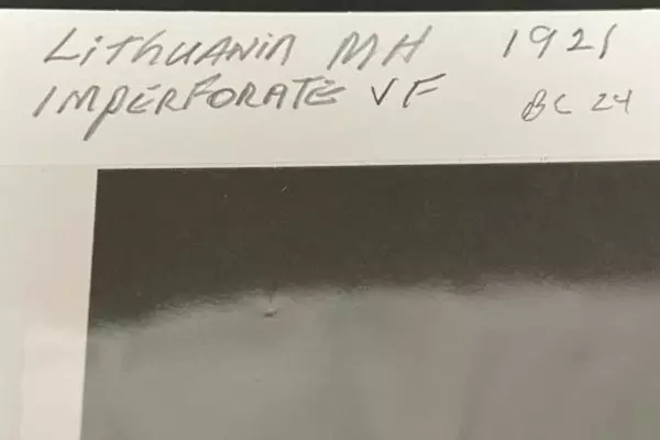 1921 Lithuania Mint Hinged Imperforate Postage Stamp Red & White