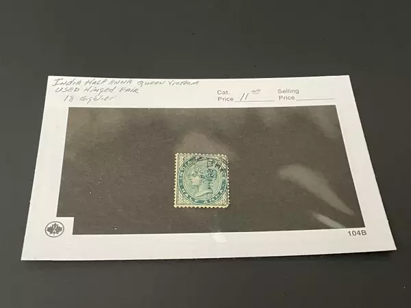 1880s India Half Anna Queen Victoria Used Hinged Stamp - Fair Condition