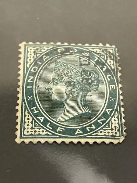 1880s India Half Anna Queen Victoria Used Hinged Stamp - Fair Condition