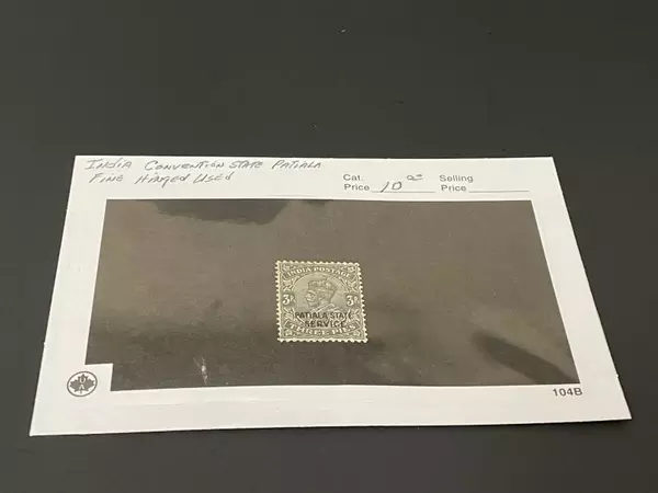 Used India Patiala Convention State 3 Pies Fine Hinged Stamp for Collectors