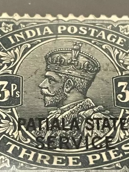 Used India Patiala Convention State 3 Pies Fine Hinged Stamp for Collectors