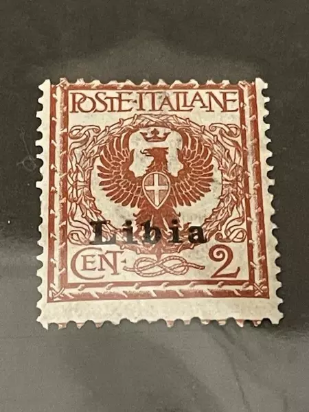 Italian Libya 2c Overprinted Stamp Mint Hinged Collectible Red White