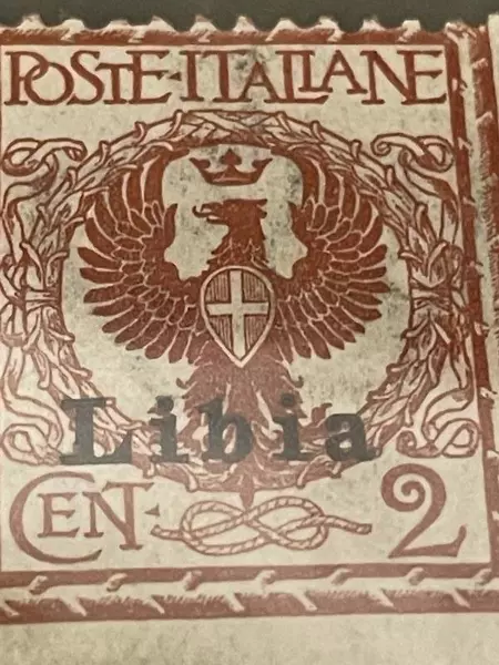 Italian Libya 2c Overprinted Stamp Mint Hinged Collectible Red White