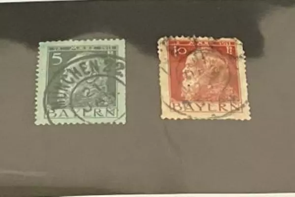 Lot of 2 Very Fine Used 1911 Bayern Postage Stamps - Collectible