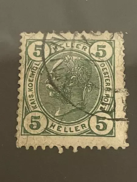 1900 Austria 5 Heller Green Postage Stamp Used Hinged Good Condition
