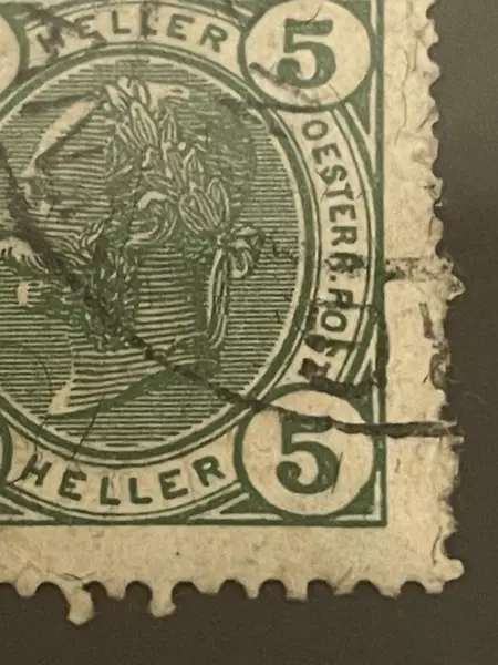 1900 Austria 5 Heller Green Postage Stamp Used Hinged Good Condition