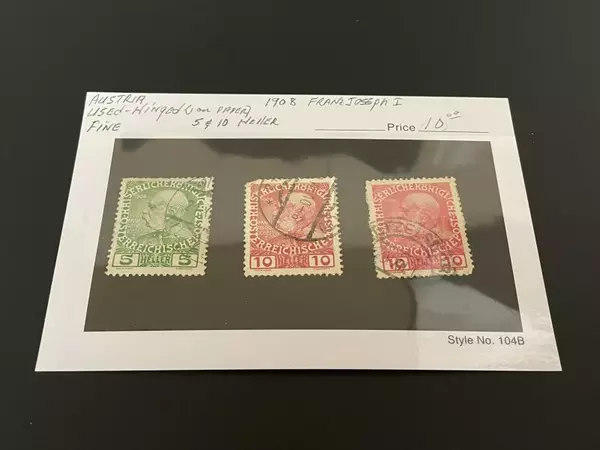 Lot of 3 1908 Austria Postage Stamps Used Hinged Fine Condition