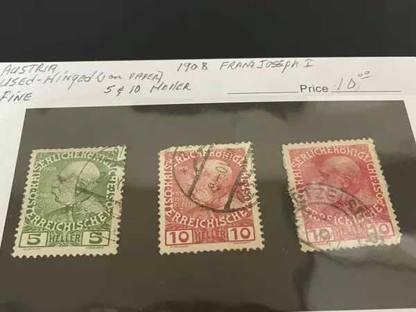 Lot of 3 1908 Austria Postage Stamps Used Hinged Fine Condition