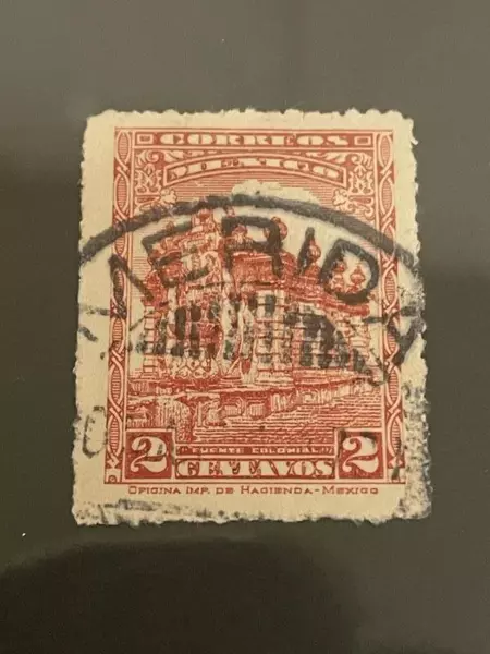 1923 Mexico 2 Centavos Postage Stamp Used Hinged Very Fine Public Fountain