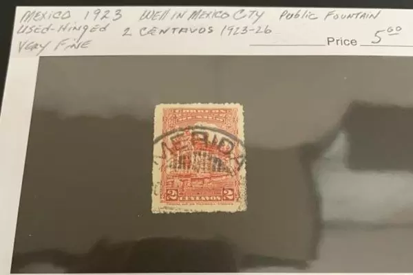 1923 Mexico 2 Centavos Postage Stamp Used Hinged Very Fine Public Fountain