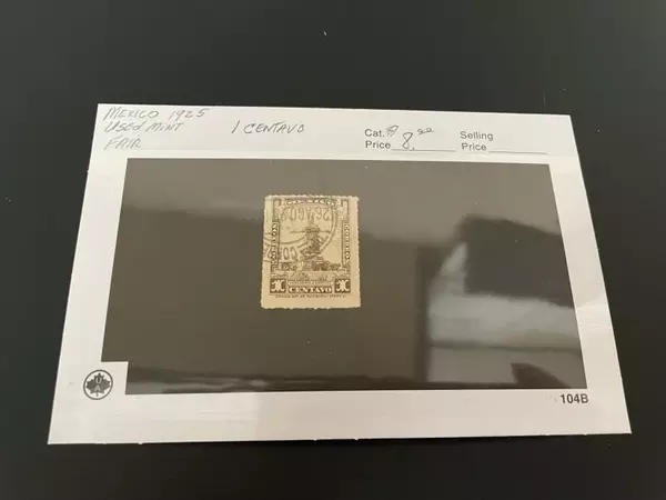 1925 Mexico 1 Centavo Postage Stamp Fair Used Hinged Brown & White