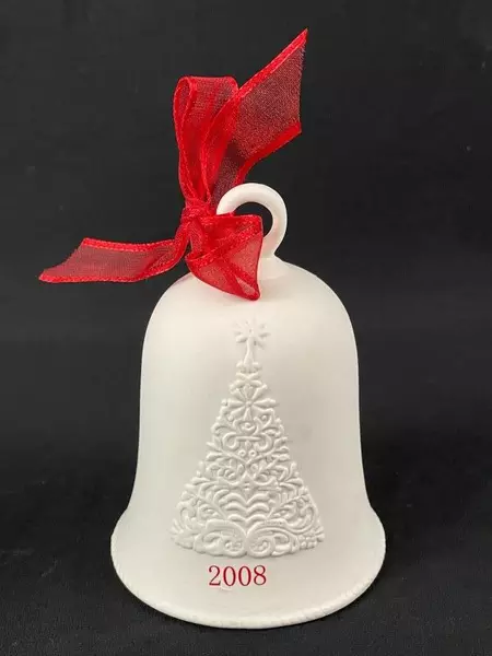 Hallmark Christmas Bells 2007 & 2008 Set of 2 Ceramic Ornaments Decor