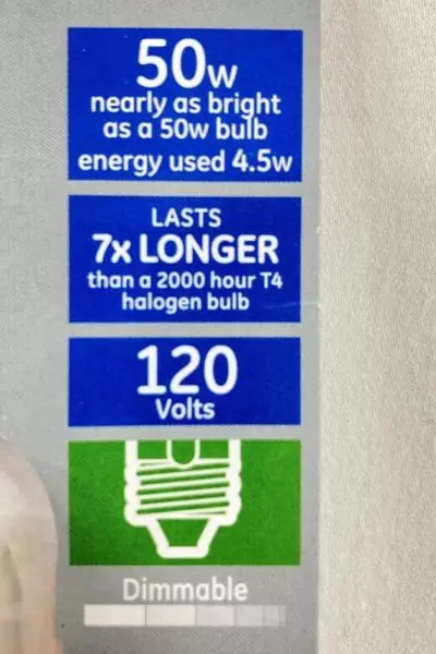 GE Specialty LED 50W EQ T4 Soft White Dimmable E11 Light Bulb - Great Condition