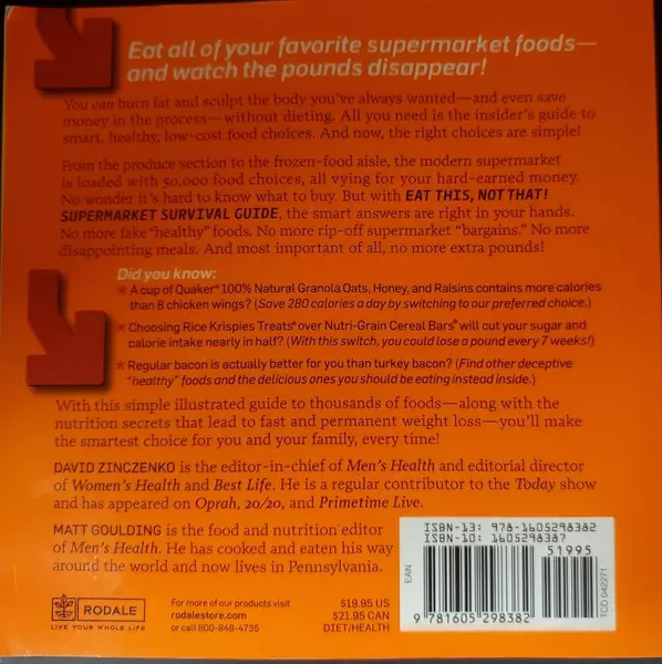 Eat This Not That Supermarket Survival Guide by Zinczenko 2009 Paperback
