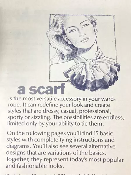 Vintage 1987 Scarves Guide Booklet & 2 Clear Plastic Scarf Rings Set