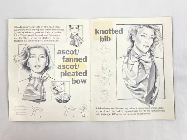 Vintage 1987 Scarves Guide Booklet & 2 Clear Plastic Scarf Rings Set