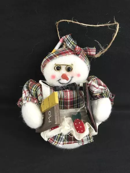 Lot of 5 Fleece Snowman Ornaments - Holiday Teacher Decor & Accessories