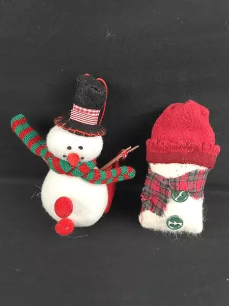 Lot of 5 Fleece Snowman Ornaments - Holiday Teacher Decor & Accessories