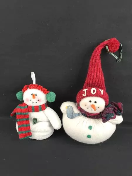 Lot of 5 Fleece Snowman Ornaments - Holiday Teacher Decor & Accessories