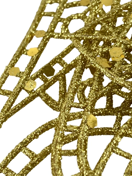 Lot of 4 Large Gold Glitter Christmas Bows Clip On Ornament Wreath Decor 10in