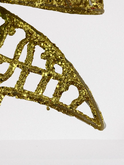 Lot of 3 Large Gold Glitter Christmas Bows Ornaments Wreath Decor Flower Fruit