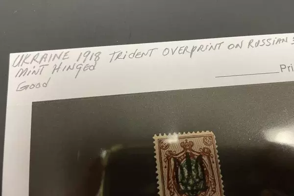 Ukraine 1918 Trident Overprint Russian Stamp 35K Mint Hinged Good Condition