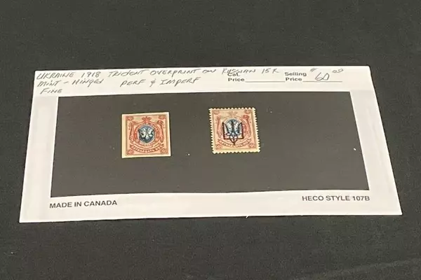 Lot of 2 Ukraine 1918 Trident Overprint Russian Stamps Mint Hinged Fine