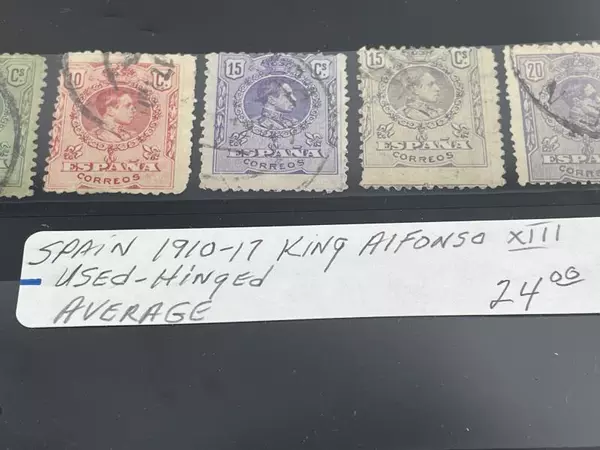Lot of 6 Used Spain Stamps 1910-1917 King Alfonso XIII Average Condition