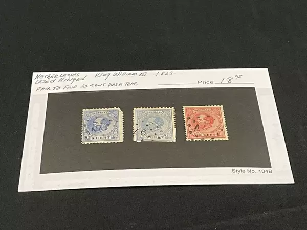 Lot of 3 Used 1862 Netherlands Stamps King William III Fair to Fine Condition