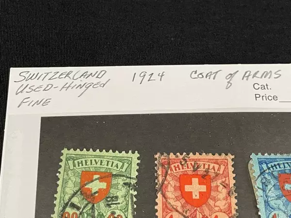 Lot of 4 Used 1924 Switzerland Coat of Arms Stamps - Fine Condition