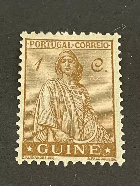 Lot of 2 Mint Hinged Portuguese Guinea Stamps 1914-1922 1/2c & 1c