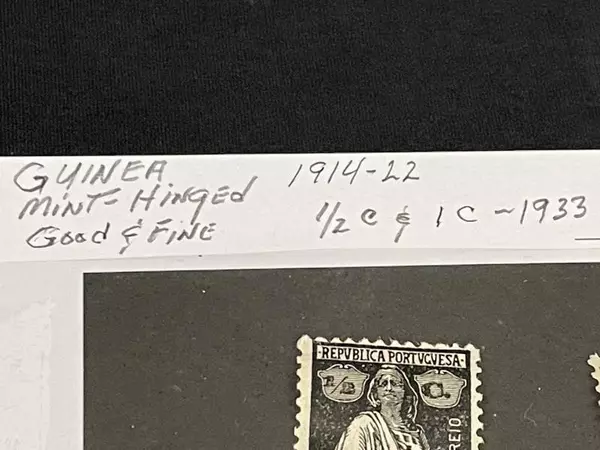 Lot of 2 Mint Hinged Portuguese Guinea Stamps 1914-1922 1/2c & 1c