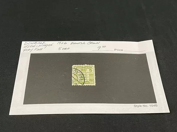 1926 Denmark 5 Ore Stamp Danish Crown Very Fine Used Hinged Green Collectible
