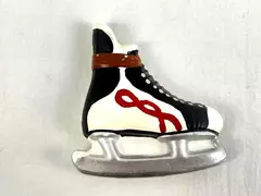 Ice Skate Magnet - Black Red White Silver - Winter Sports Decor Collectible