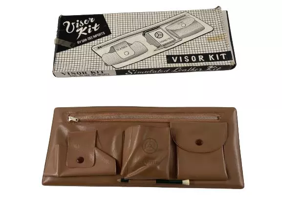 Vintage Dan Dee Imports Visor Kit Tan Simulated Leather with Pockets Boxed