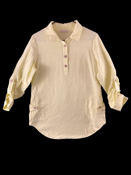 Soft Surroundings XS Yellow 3/4 Sleeve Button-Up Shirt Women's Pre-Owned