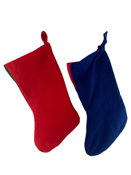 Lot of 2 Christmas Stockings Merry Christmas & Happy Holidays 17" Long