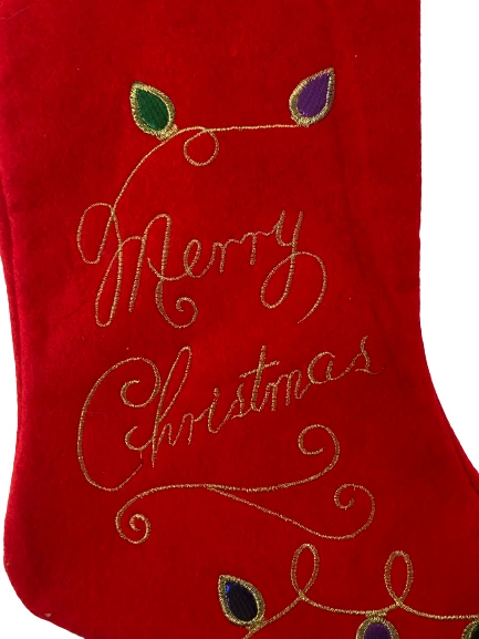 Lot of 2 Christmas Stockings Merry Christmas & Happy Holidays 17" Long