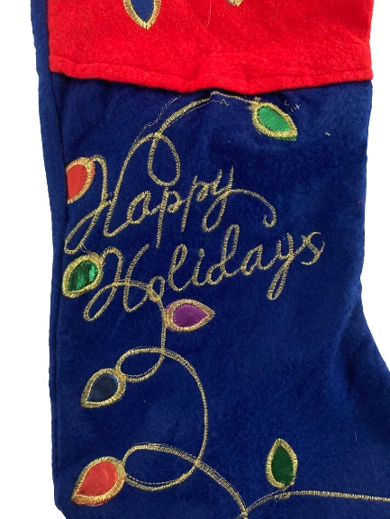 Lot of 2 Christmas Stockings Merry Christmas & Happy Holidays 17" Long