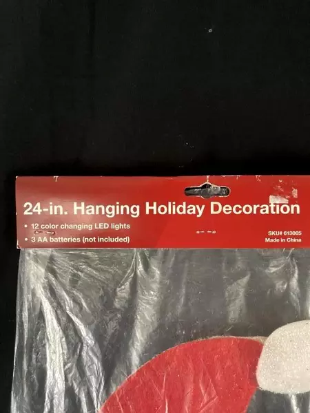 Vtg 24" Hanging Santa Decoration with 12 LED Lights & Googly Eyes Sealed
