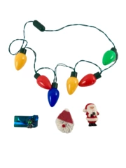 Christmas Accessories Lot of 4 Pins & Light-Up Necklace - Holiday Gifts