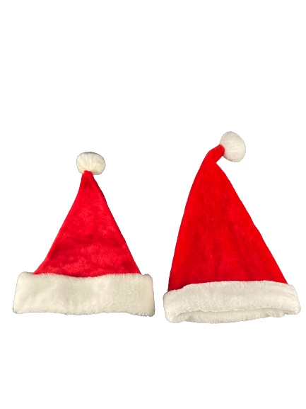 Lot of 2 Red & White Santa Hats - Festive Holiday Accessories Decor