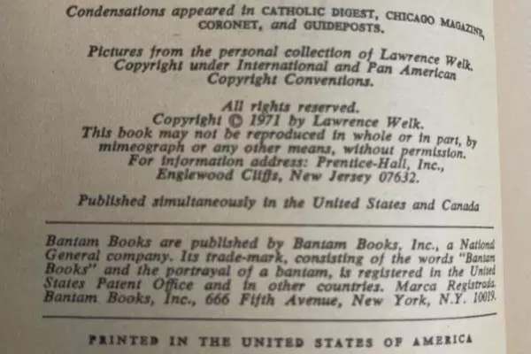 Wunnerful Wunnerful! Autobiography of Lawrence Welk 1972 Vintage Paperback