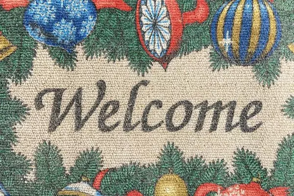 Vintage MRT Welcome Wreath Christmas Rug Mat Entry Doorway Accent 26.5"
