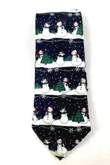 Vintage Yule Tie Greetings Hallmark Snowmen Necktie Christmas 58" Good Condition