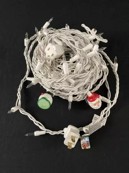 25ft White Christmas Lights with Santa & Snowman - Indoor/Outdoor Decor